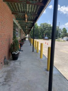 Bollards in the front of the building
